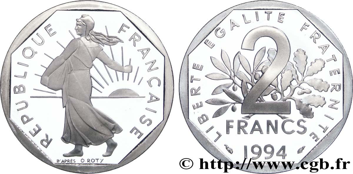 2 francs Semeuse, nickel, BE (Belle Épreuve) 1994 Pessac F.272/21 var. FDC67 