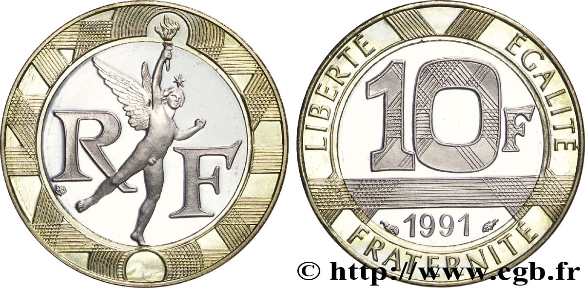 10 francs Génie de la Bastille, BE (Belle Épreuve) 1991 Pessac F.375/6 var. FDC67 
