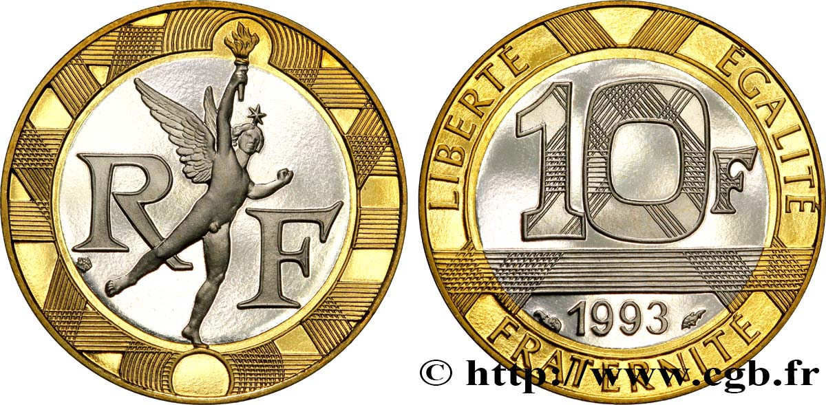 10 francs Génie de la Bastille, BE (Belle Épreuve) 1993 Pessac F.375/10 var. MS 
