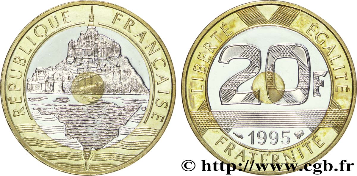 20 francs Mont Saint-Michel, BE (Belle Épreuve) 1995 Pessac F.403/11 var. MS67 