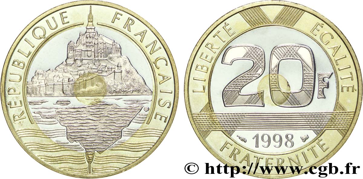20 francs Mont Saint-Michel, BE (Belle Épreuve) 1998 Pessac F.403/14 var. ST67 