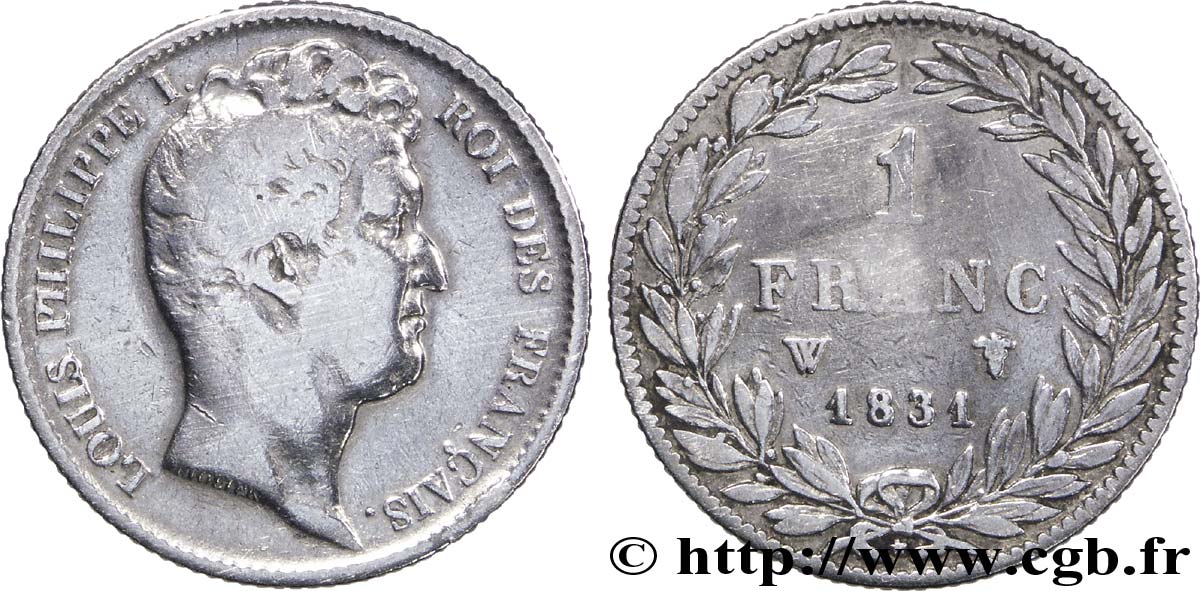 1 franc Louis-Philippe, tête nue 1831 Lille F.209/12 TB20 