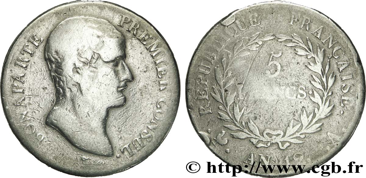 5 francs Bonaparte Premier Consul 1804 Paris F.301/9 B8 