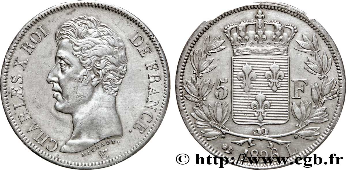 5 francs Charles X, 1er type 1826 Bayonne F.310/22 BB45 
