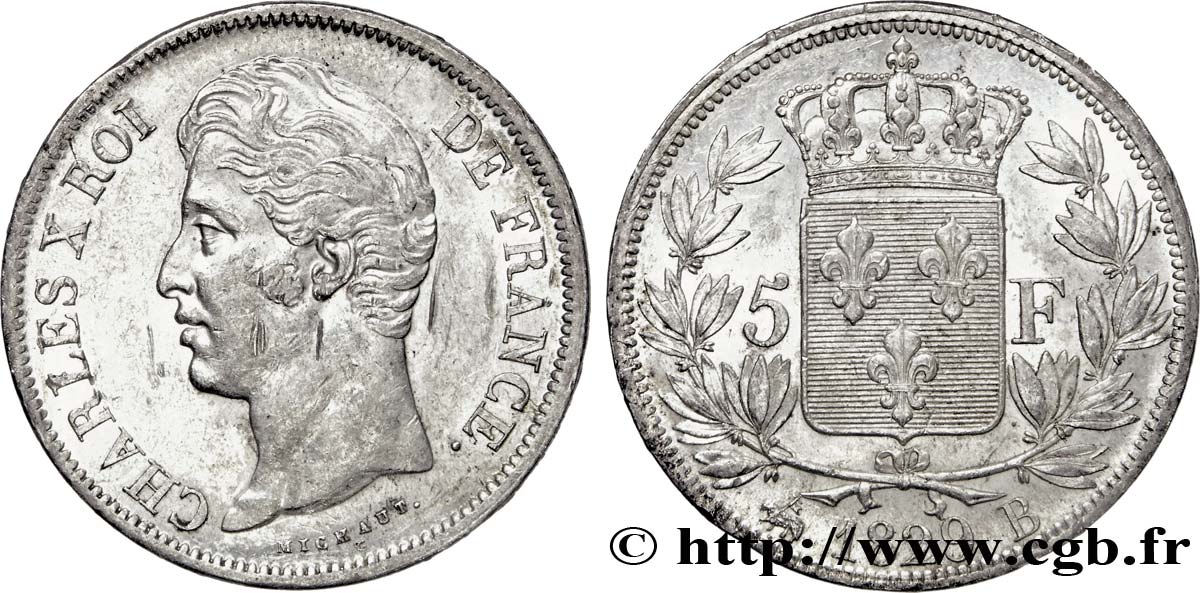 5 francs Charles X, 2e type 1829 Rouen F.311/28 SUP58 