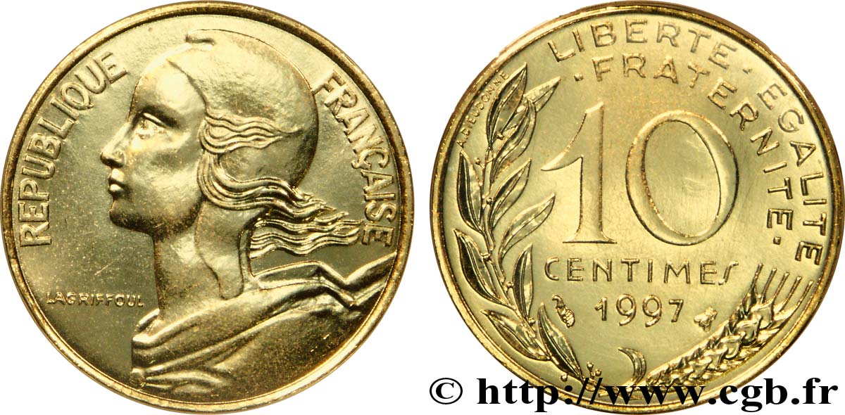 10 centimes Marianne, BU (Brillant Universel) 1997 Pessac F.144/41 FDC68 