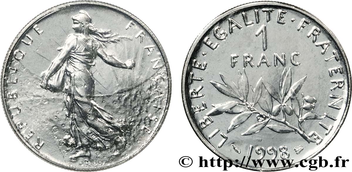 1 franc Semeuse, nickel, BU (Brillant Universel) 1998 Pessac F.226/46 MS67 