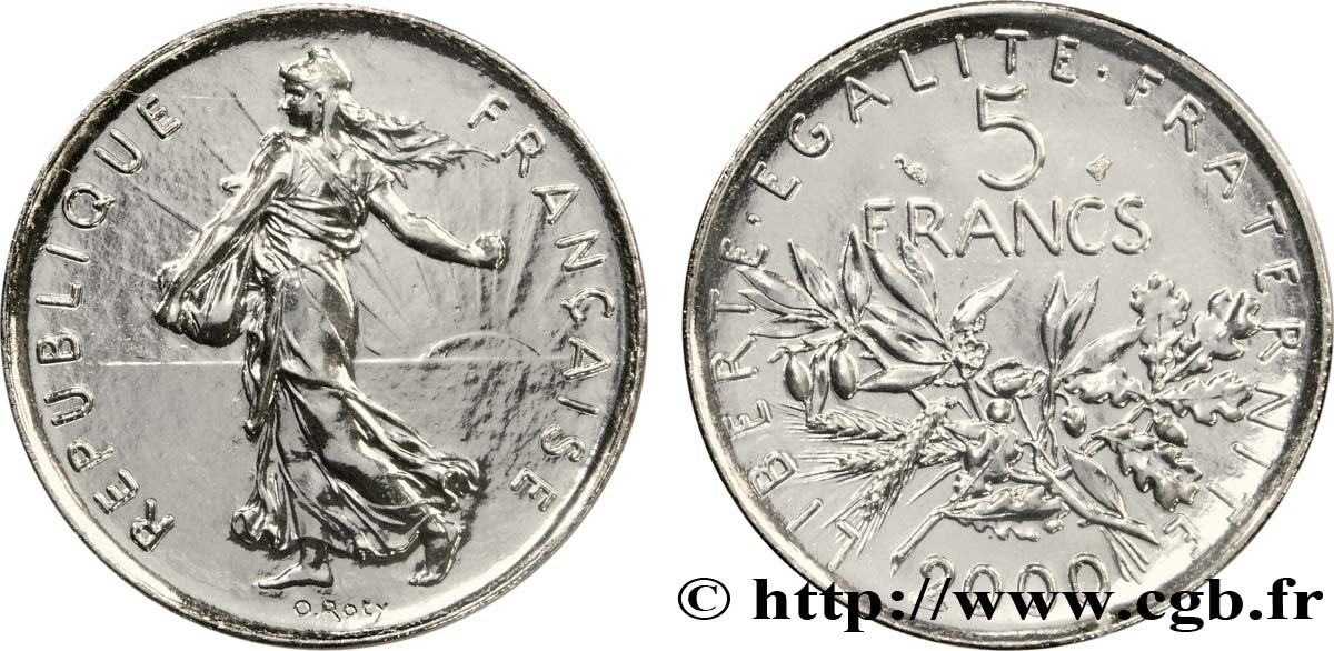5 francs Semeuse, nickel 2000 Pessac F.341/36 MS68 