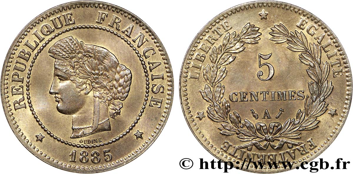 5 centimes Cérès 1885 Paris F.118/27 fST63 