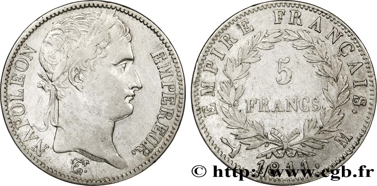 5 francs Napoléon Empereur, Empire français 1811 Toulouse F.307/35 SS45 