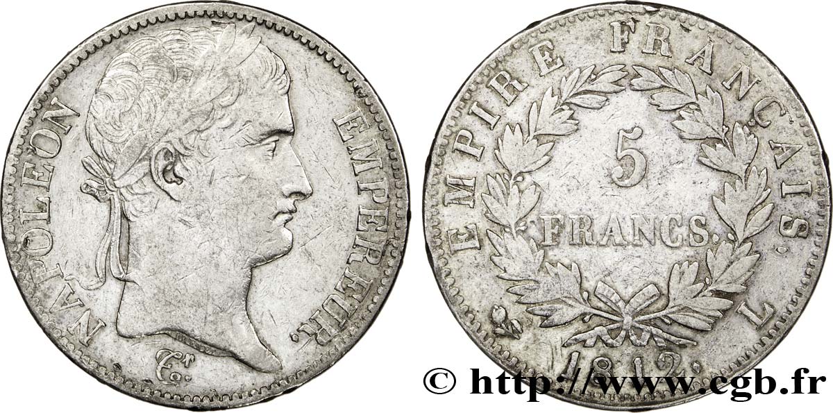 5 francs Napoléon Empereur, Empire français 1812 Bayonne F.307/48 VF35 