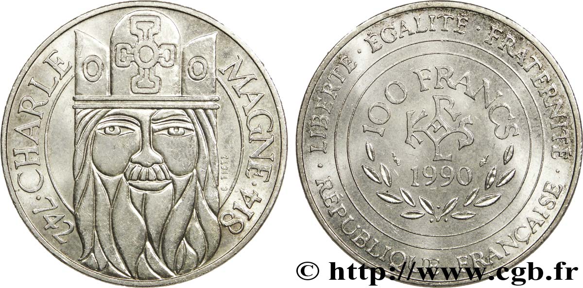 100 francs Charlemagne 1990  F.458/2 AU52 