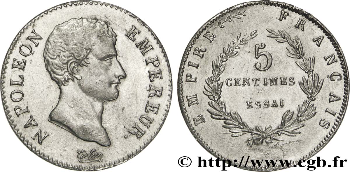 Essai de 5 centimes au portrait de Napoléon Ier n.d.  VG.-  AU58 
