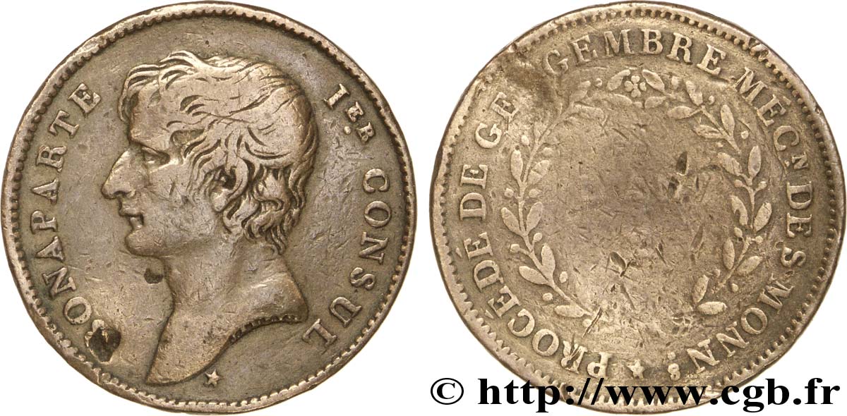 Essai au module de 2 francs Bonaparte par Jaley d après le procédé de Gengembre, variété de tranche 1802 Paris VG.979  BC15 