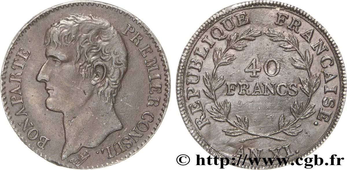 Essai de 40 francs par Tiolier (moulage) 1803  Maz.528 a var. SUP58 