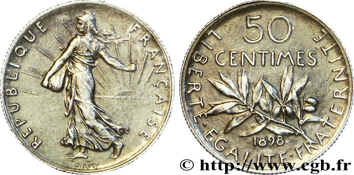 50 centimes Semeuse 1898 Paris F.190/3 EBC62 