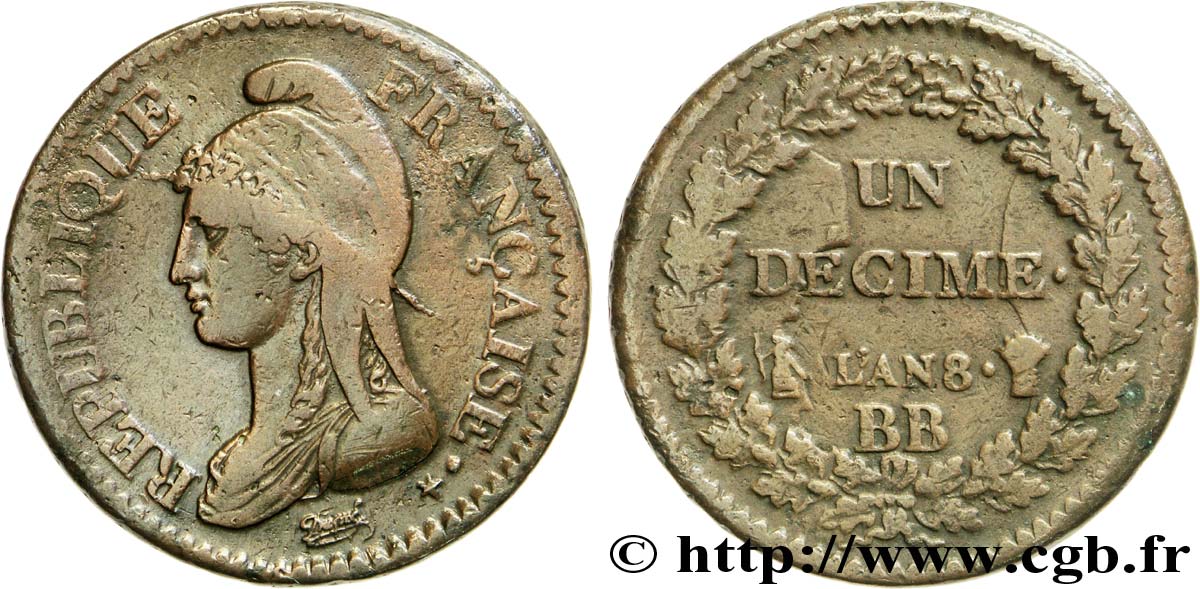 Un décime Dupré, grand module 1800 Strasbourg F.129/62 TTB40 