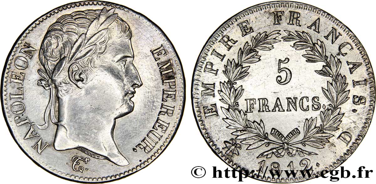 5 francs Napoléon Empereur, Empire français 1812 Lyon F.307/44 TTB52 