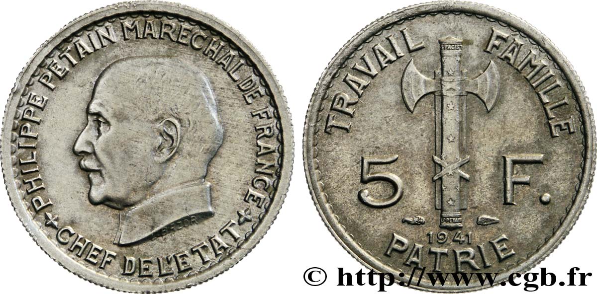 5 francs Pétain 1941  F.338/2 MBC48 