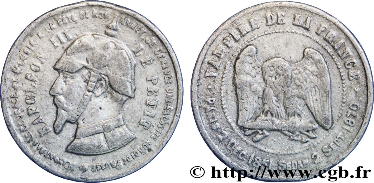 Faux de Monnaie satirique Br 32, module de 10 centimes 1870  Coll.40  VF 