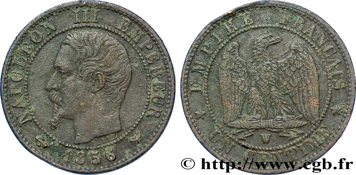 Un centime Napoléon III, tête nue 1856 Lille F.102/32 TB35 