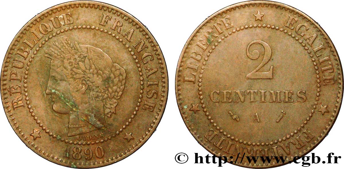 2 centimes Cérès 1890 Paris F.109/16 TTB48 