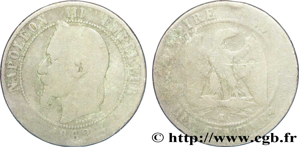 Dix centimes Napoléon III, tête laurée 1862 Bordeaux F.134/9 B6 