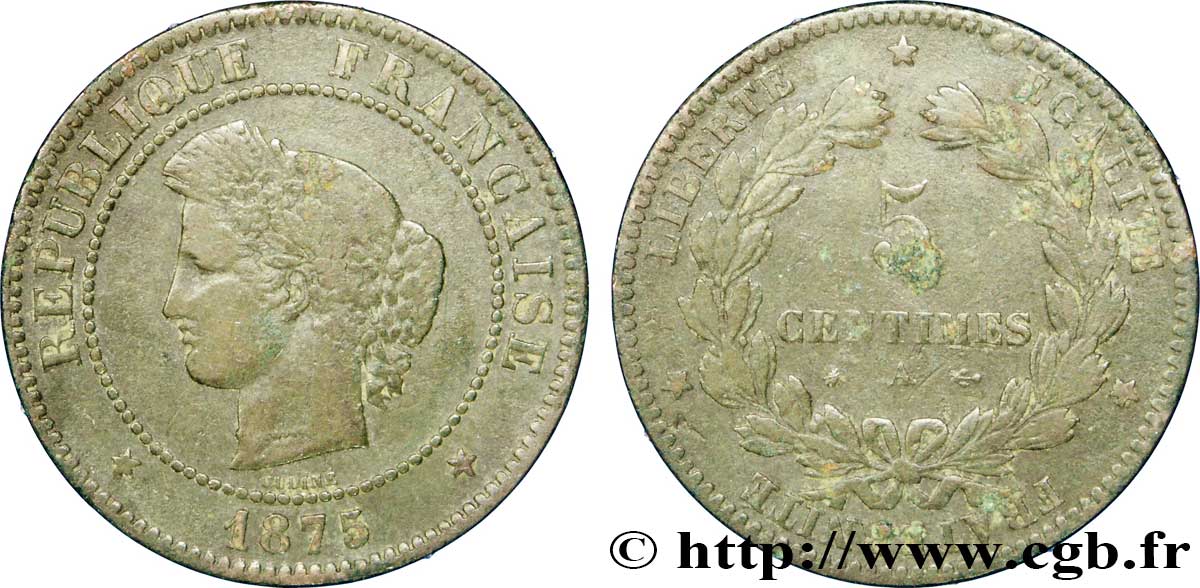 5 centimes Cérès 1875 Paris F.118/11 B12 