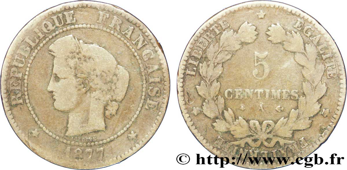 5 centimes Cérès 1877 Paris F.118/15 B12 