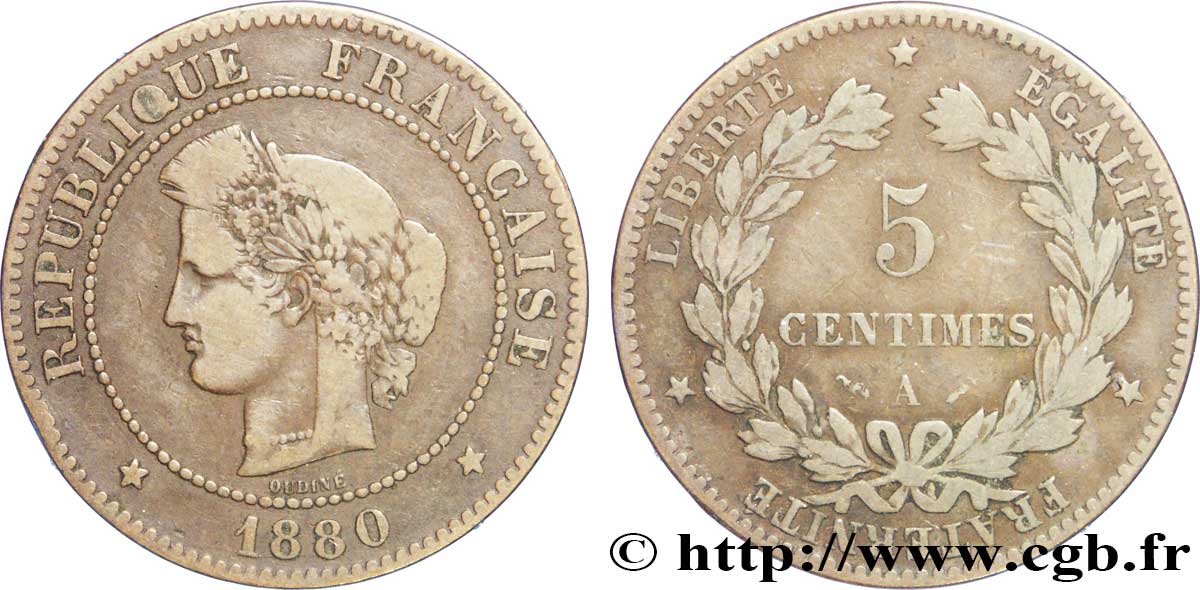 5 centimes Cérès 1880 Paris F.118/21 B12 