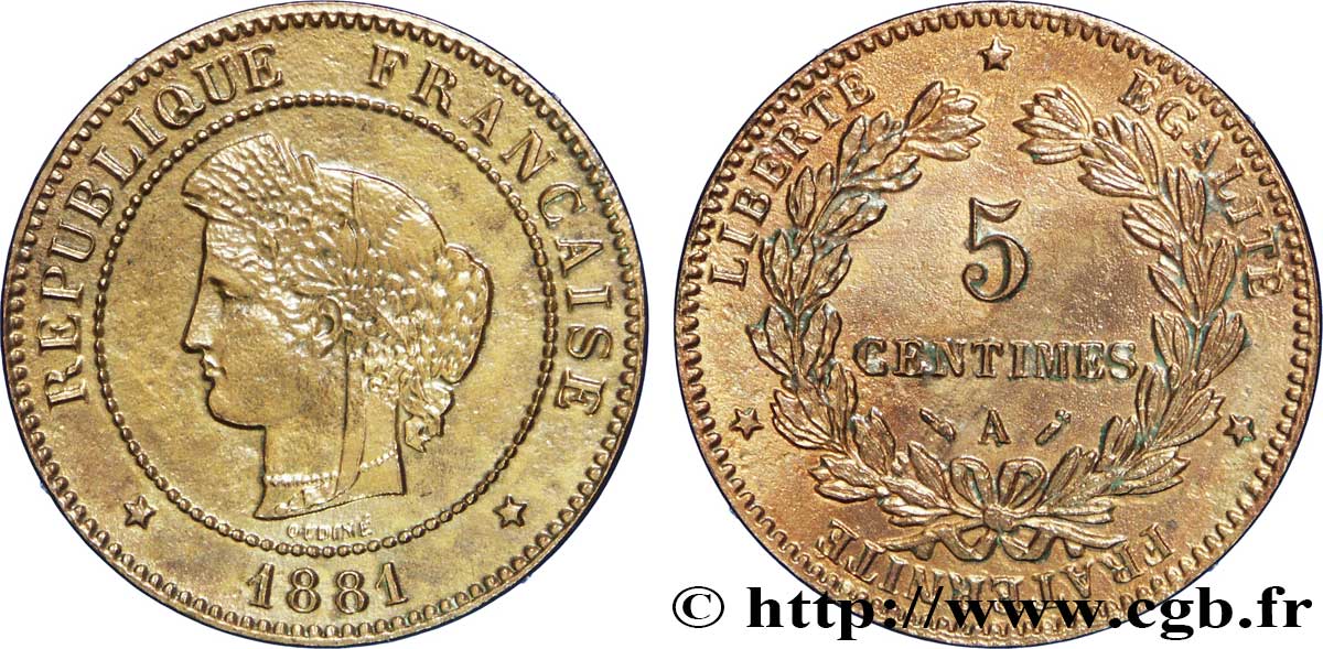 5 centimes Cérès 1881 Paris F.118/22 MBC48 