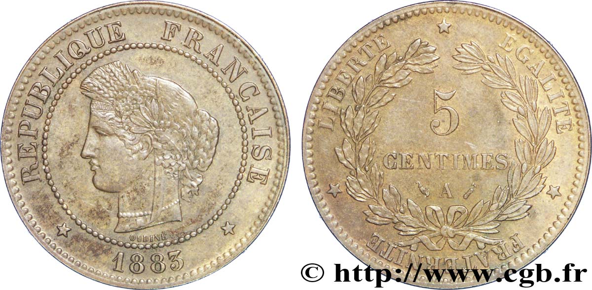 5 centimes Cérès 1883 Paris F.118/24 AU58 