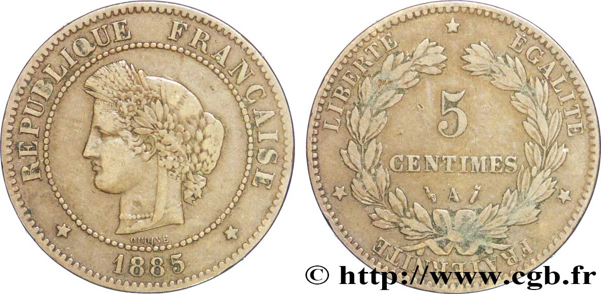 5 centimes Cérès 1885 Paris F.118/27 TB30 