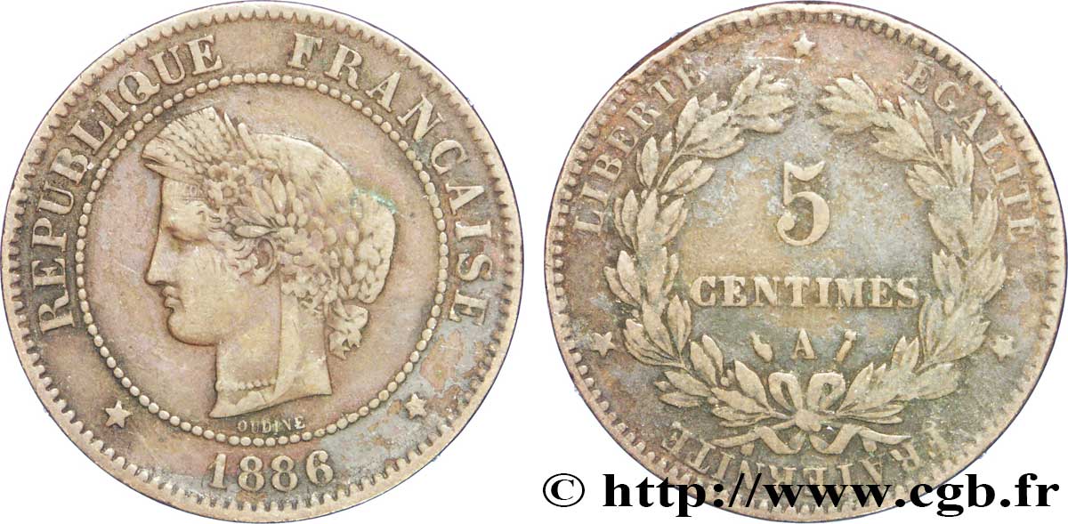 5 centimes Cérès 1886 Paris F.118/28 BC30 