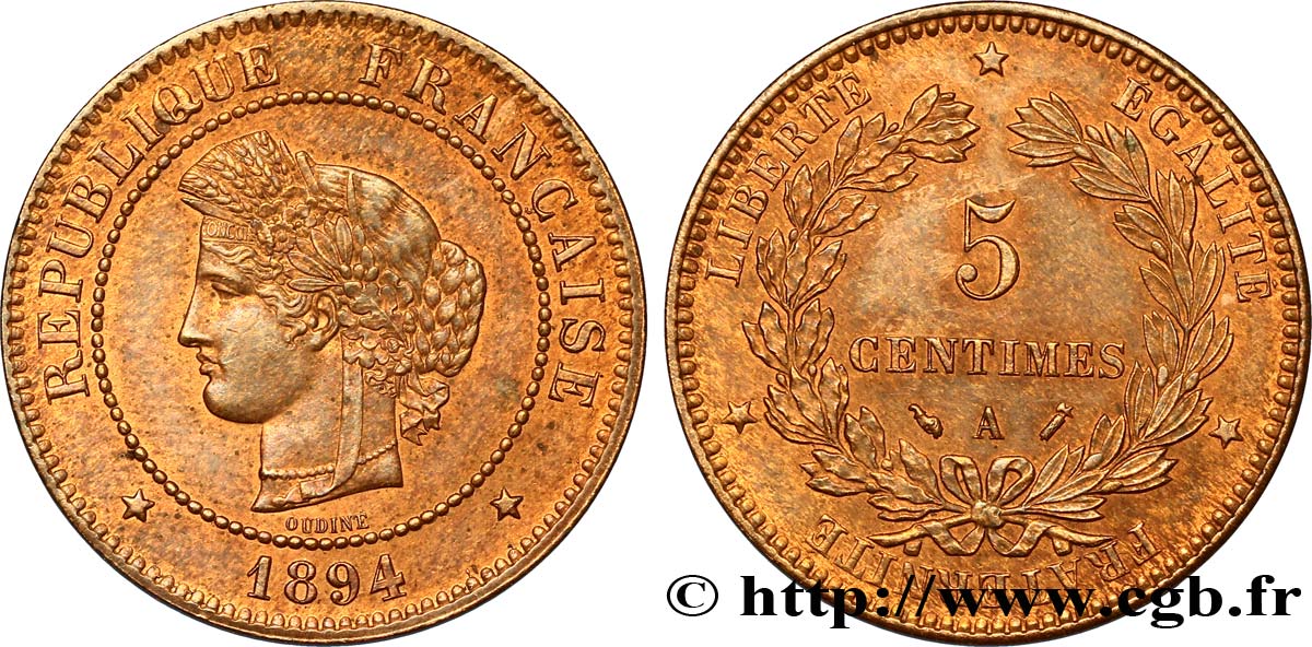 5 centimes Cérès 1894 Paris F.118/36 VZ58 