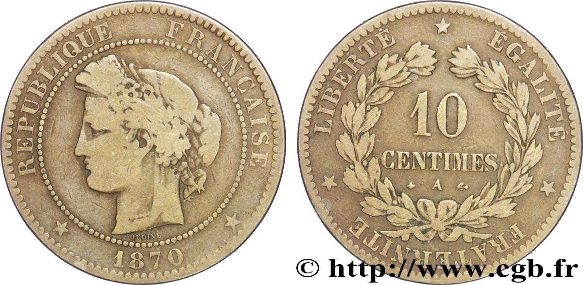 10 centimes Cérès 1870 Paris F.135/4 TB20 