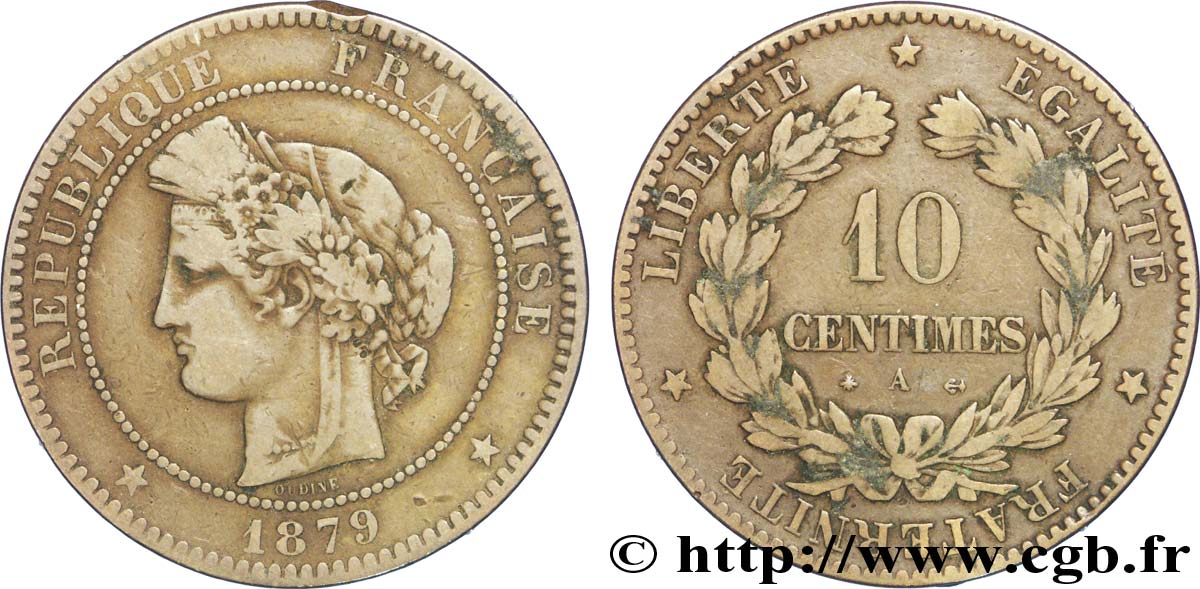10 centimes Cérès 1879 Paris F.135/22 VF35 