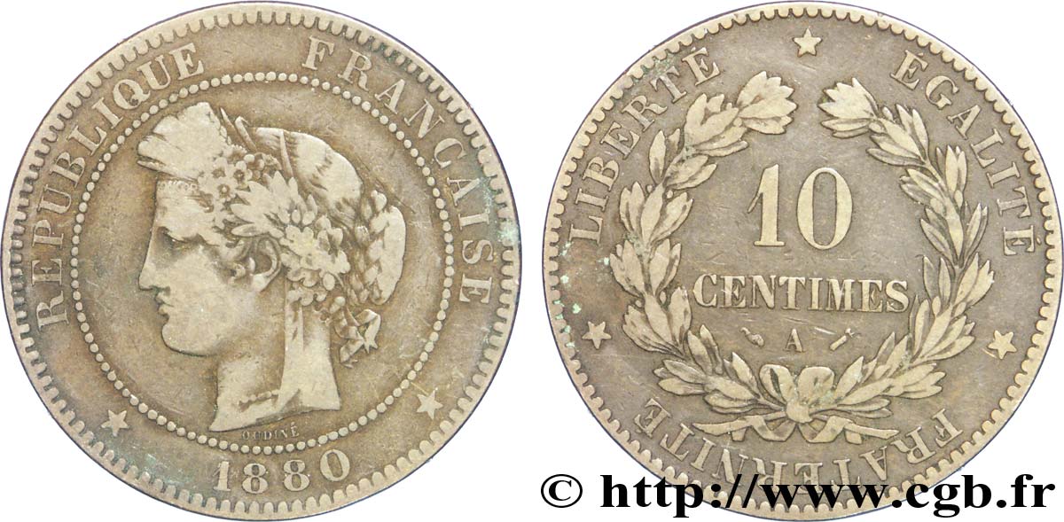 10 centimes Cérès 1880 Paris F.135/24 TB35 