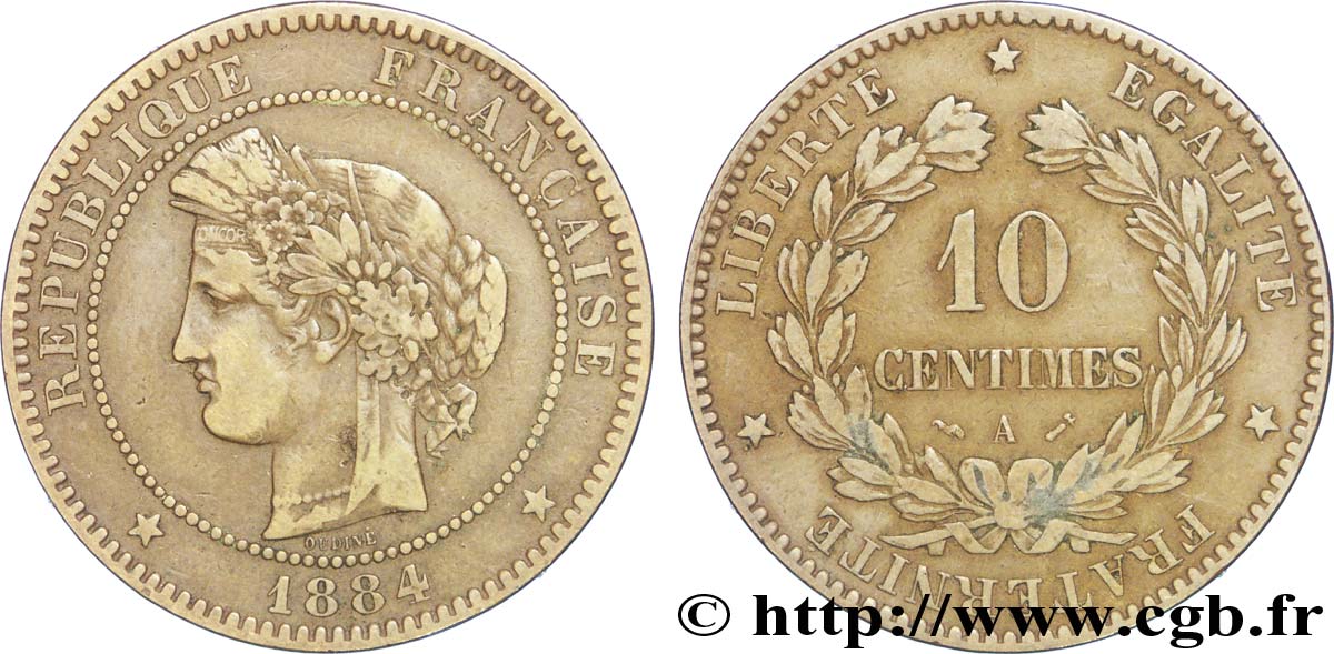 10 centimes Cérès 1884 Paris F.135/28 TTB40 