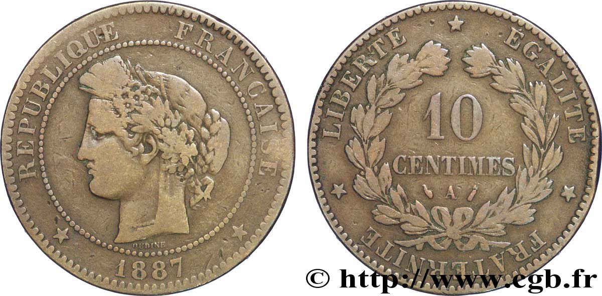 10 centimes Cérès 1887 Paris F.135/31 TB20 