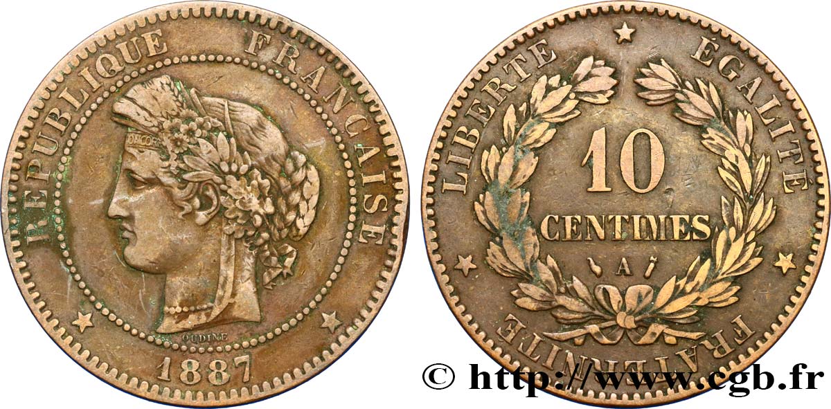 10 centimes Cérès 1887 Paris F.135/31 XF45 