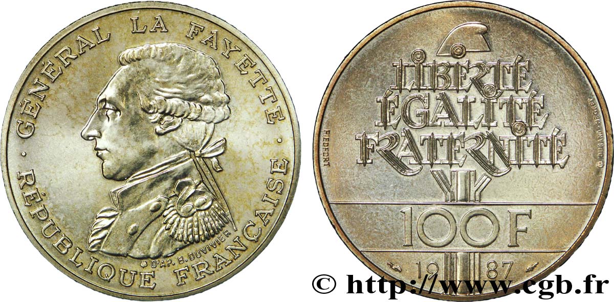 Piéfort Brillant Universel de 100 francs Égalité - La Fayette 1987 Pessac F.455/2 SPL63 