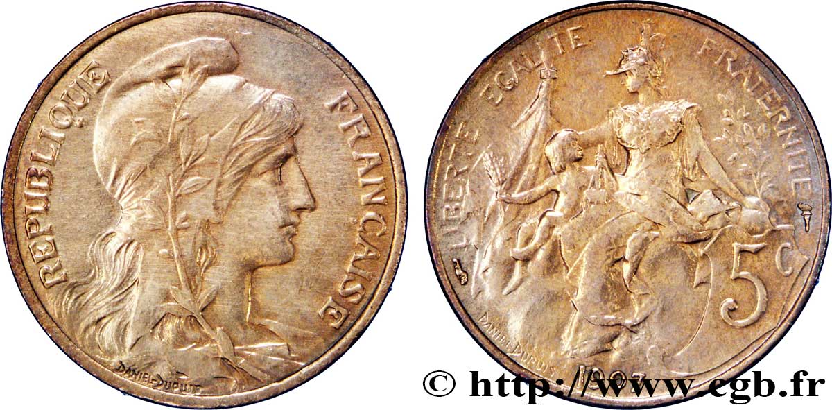 5 centimes Daniel-Dupuis 1907  F.119/17 XF45 