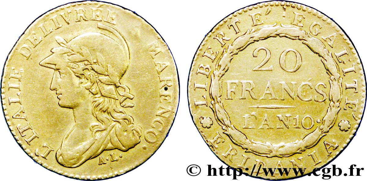 20 francs Marengo 1802 Turin VG.845  TB30 