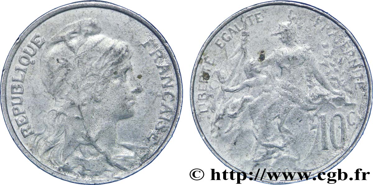 Faux de 10 centimes Daniel-Dupuis, en étain 1899  F.136/8 var AU55 