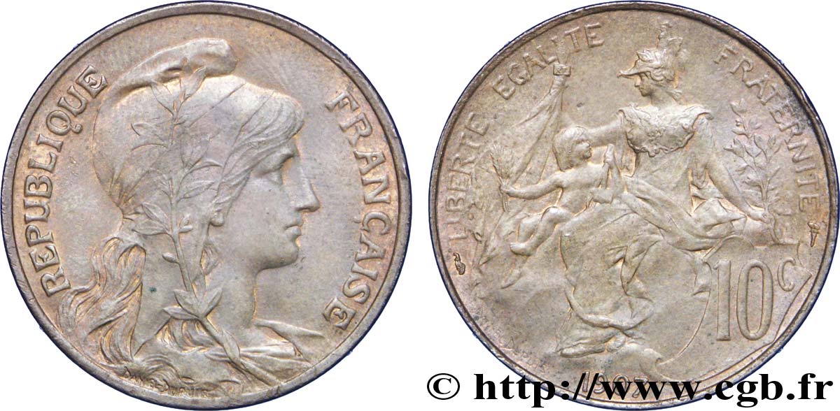 10 centimes Daniel-Dupuis 1907  F.136/16 AU54 