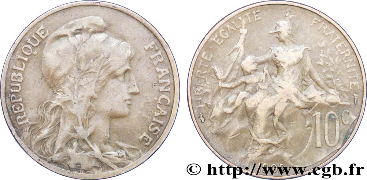 10 centimes Daniel-Dupuis 1909  F.136/18 XF40 