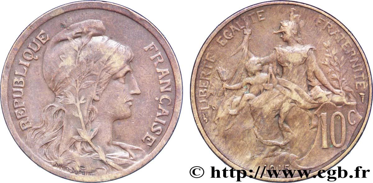 10 centimes Daniel-Dupuis 1915  F.136/25 TTB45 