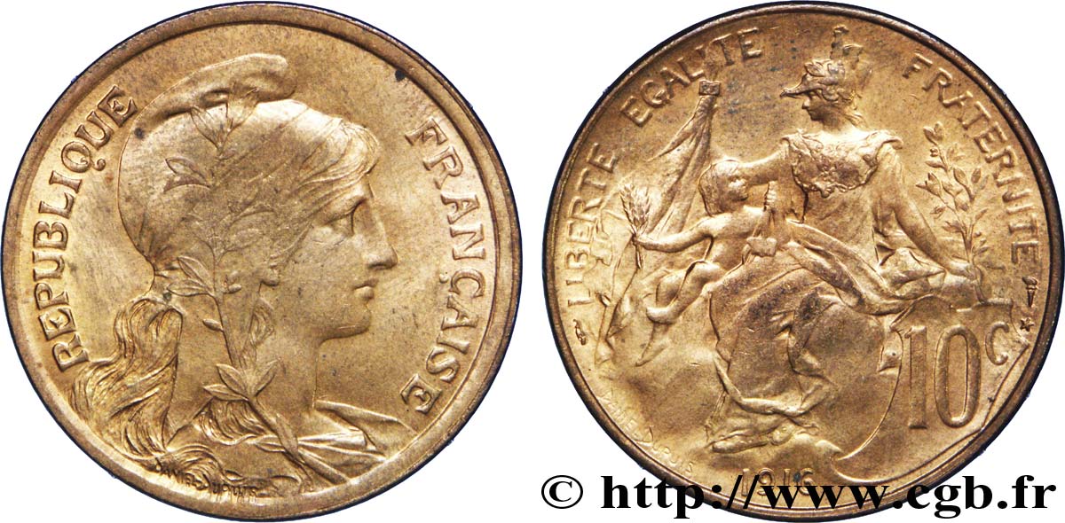 10 centimes Daniel-Dupuis 1916  F.136/27 SUP60 