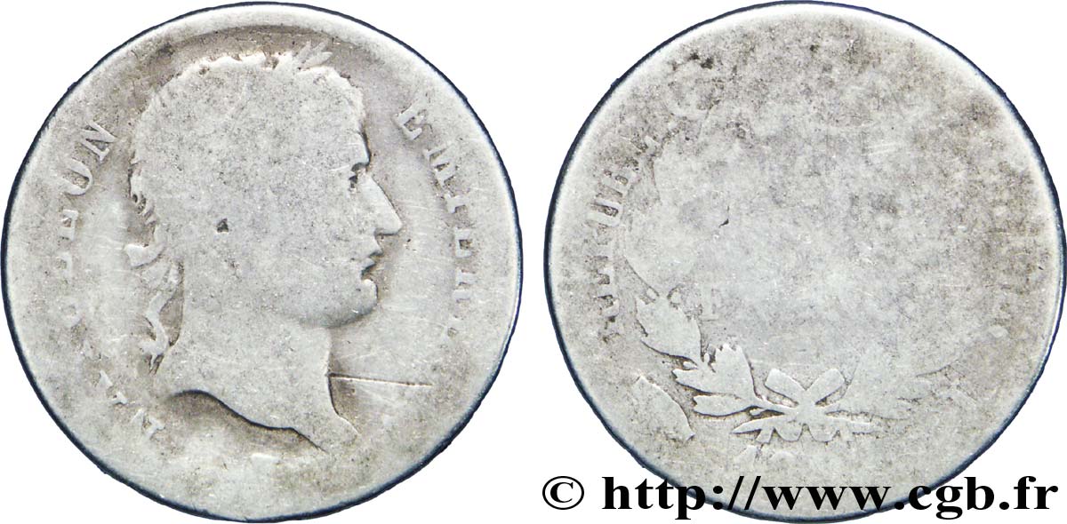 1 franc Napoléon Ier tête laurée, République française 1808 Limoges F.204/7 FR2 